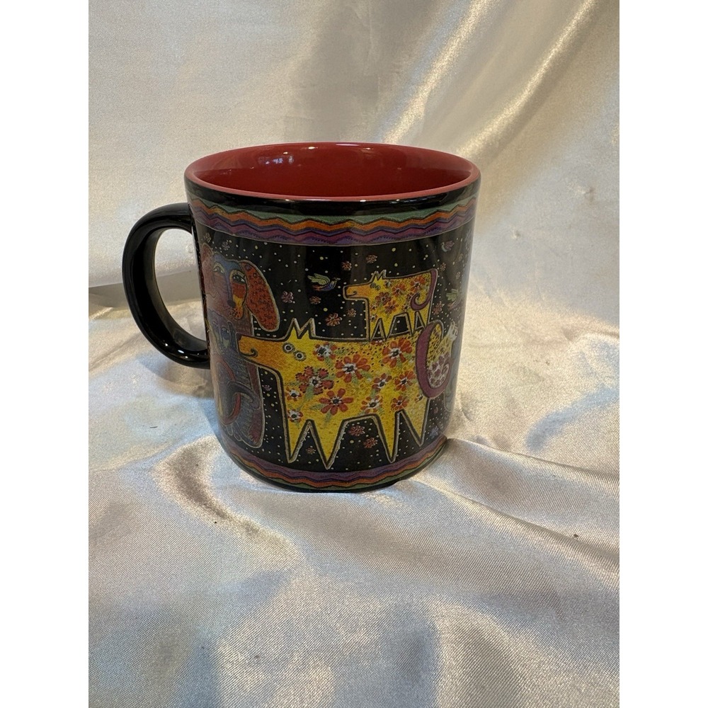 Laurel Burch 2004 Dog Mug Wine Things Unlimited Sonoma CA Mythical Dogs 12oz